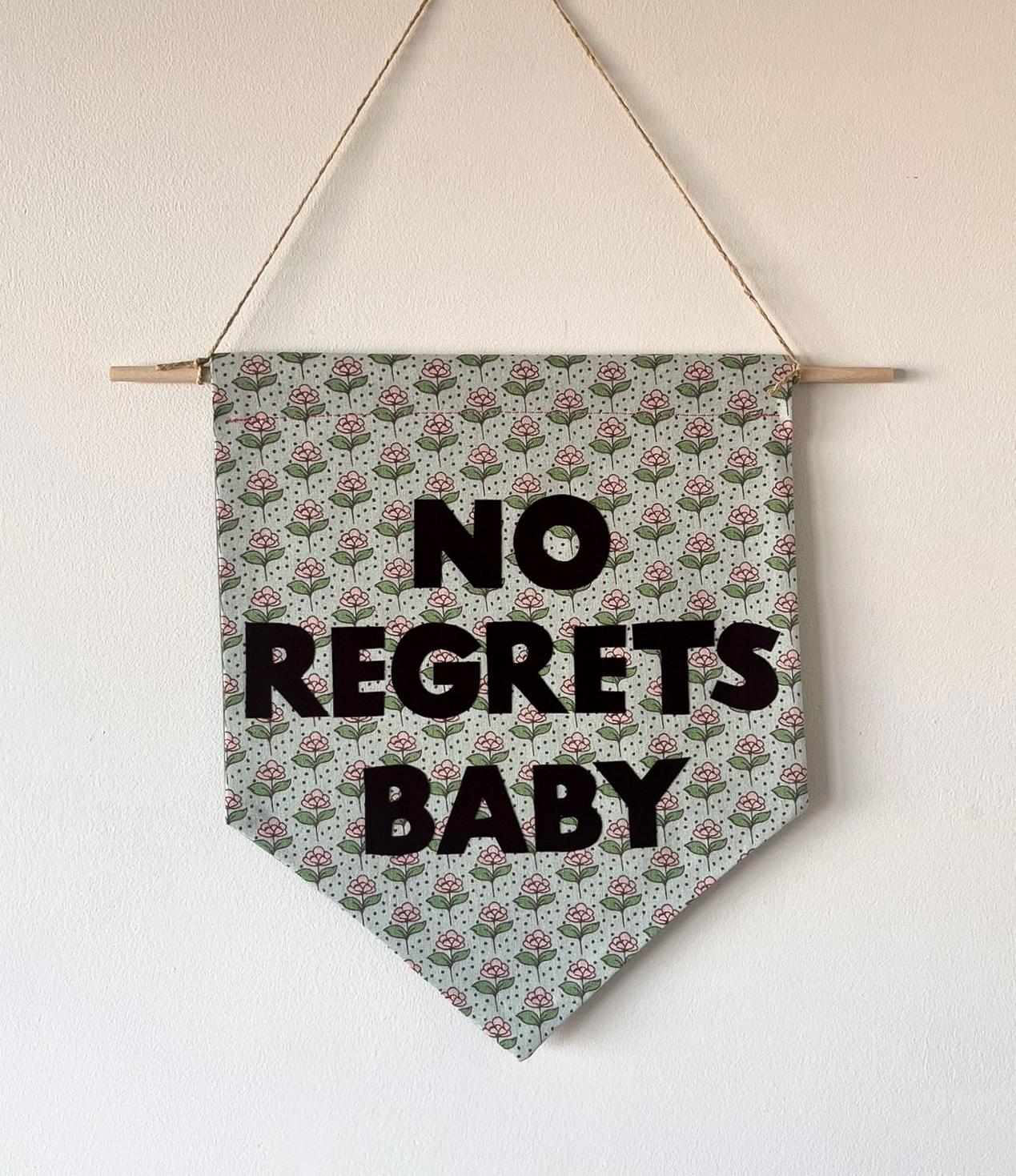 Kacey Musgraves Inspired 'No Regrets Baby' Floral Pennant Flag