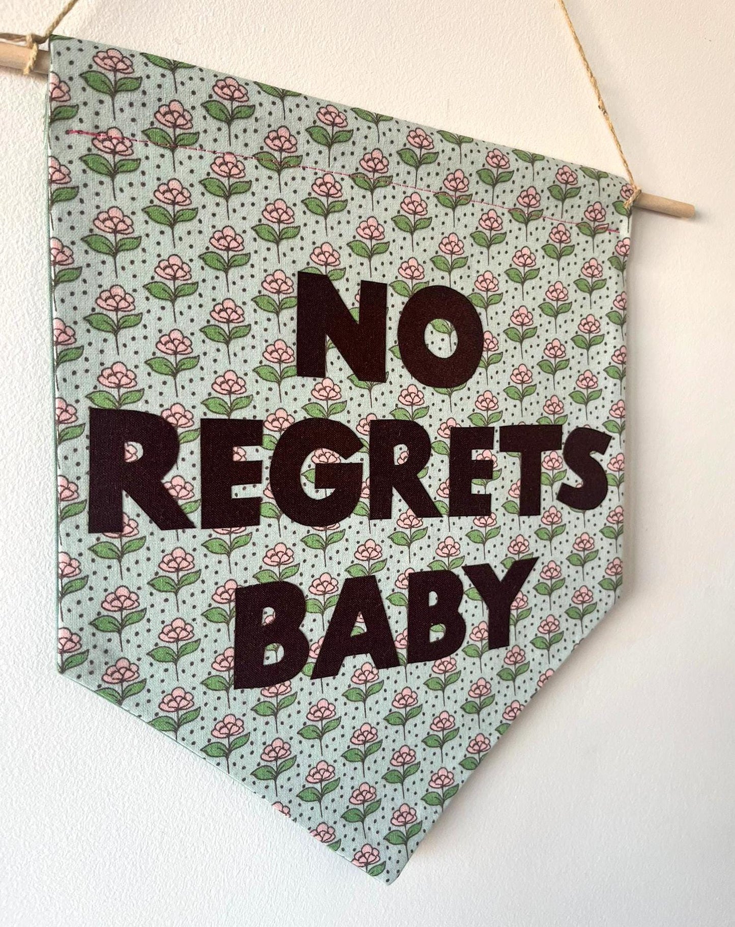 Kacey Musgraves Inspired 'No Regrets Baby' Floral Pennant Flag